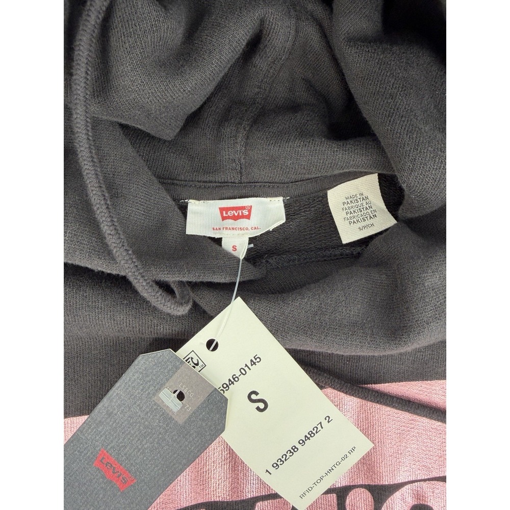 Levi's Womens Metallic Logo-Print Graphic Pullover Hoodie Black S - Picture 6 of 16